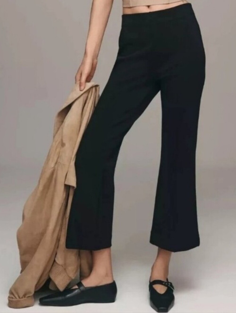 Anthroplogie Maeve Margot Black Cropped Wide-Leg Pants